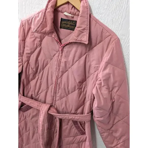 Vintage Eddie Bauer Goose Down Insulated Quilted House Robe Belted Coat Medium - Picture 5 of 9
